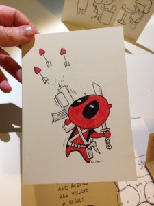 This was a card I made for someone who was giving it on valentines day to a big fan of Marvel comics Deadpool.